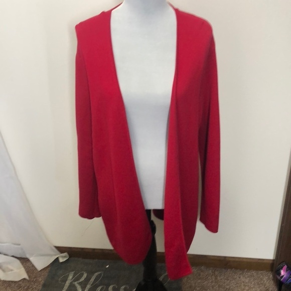 Talbots red open front cardigan size large - Picture 1 of 11